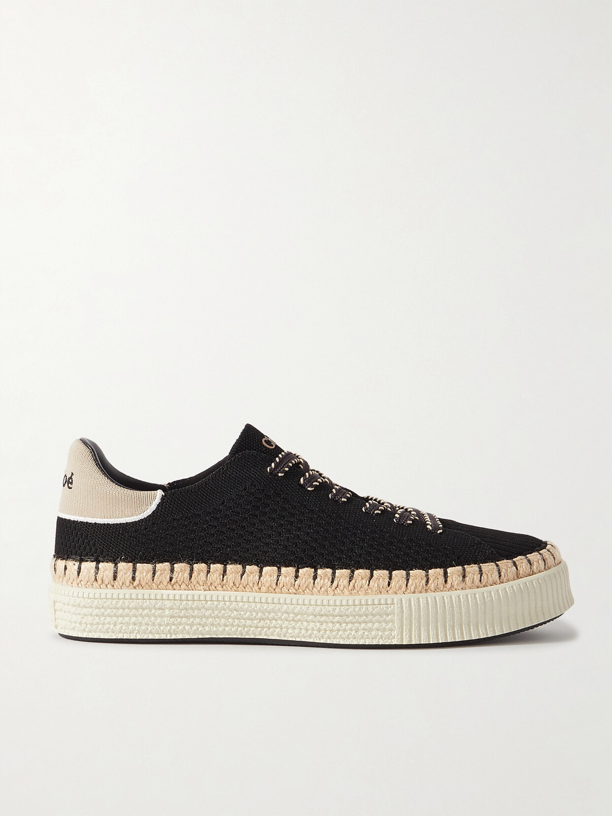 Chloé + Net Sustain Telma Rope-trimmed Recycled-knit Sneakers - Black