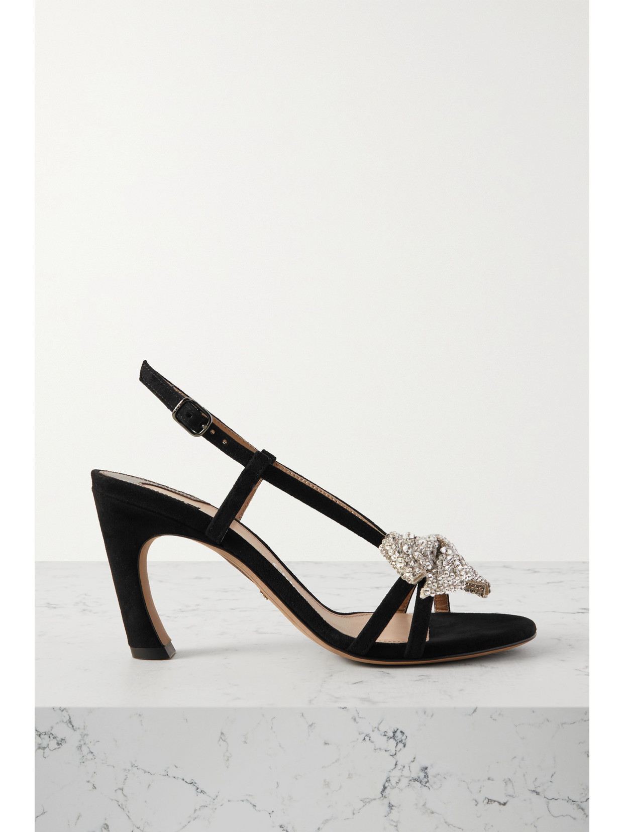 Chloé + Net Sustain Oli Bow-embellished Suede Sandals - Black