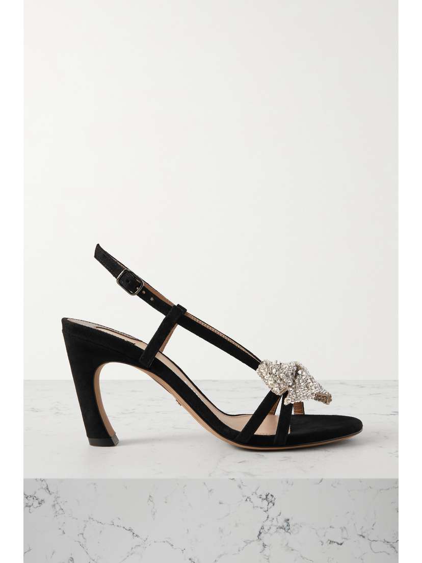 Chloé + Net Sustain Oli Bow-embellished Suede Sandals