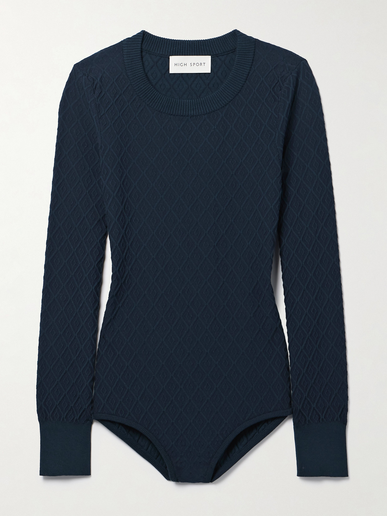 High Sport Stretch-cotton Jacquard-knit Bodysuit In Blue