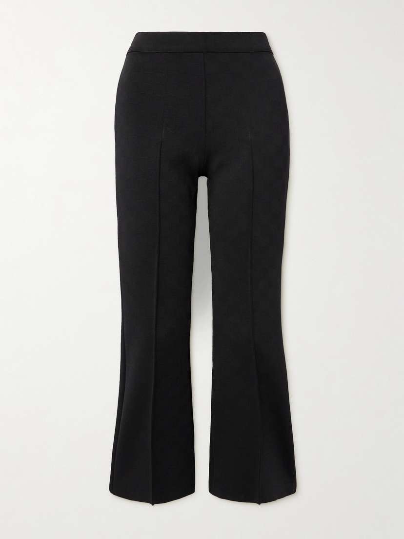 HIGH SPORT Nsfw Crop Kick Checked Stretch-knit Flared Pants
