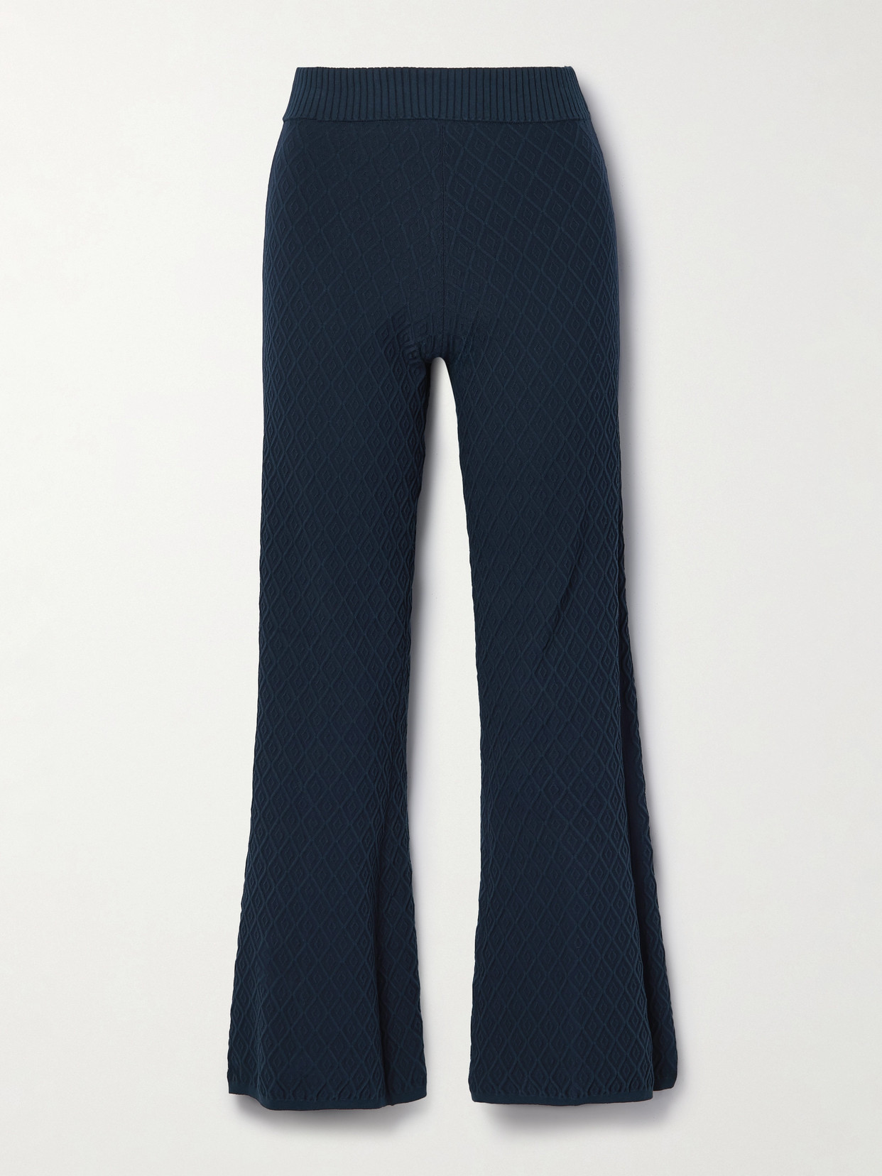 High Sport Stretch-cotton Jacquard High-rise Flared Pants In Blue