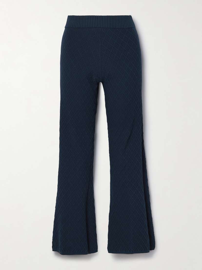 HIGH SPORT Stretch-cotton Jacquard High-rise Flared Pants