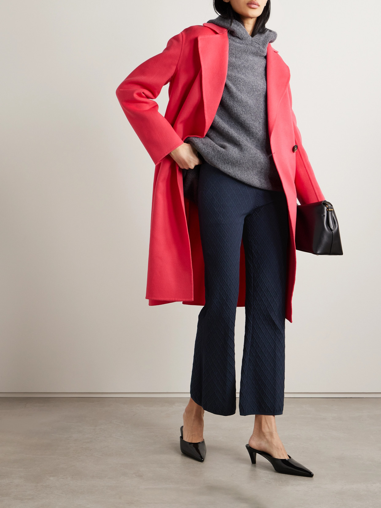 High Sport Stretch-cotton Jacquard High-rise Flared Pants In Blue