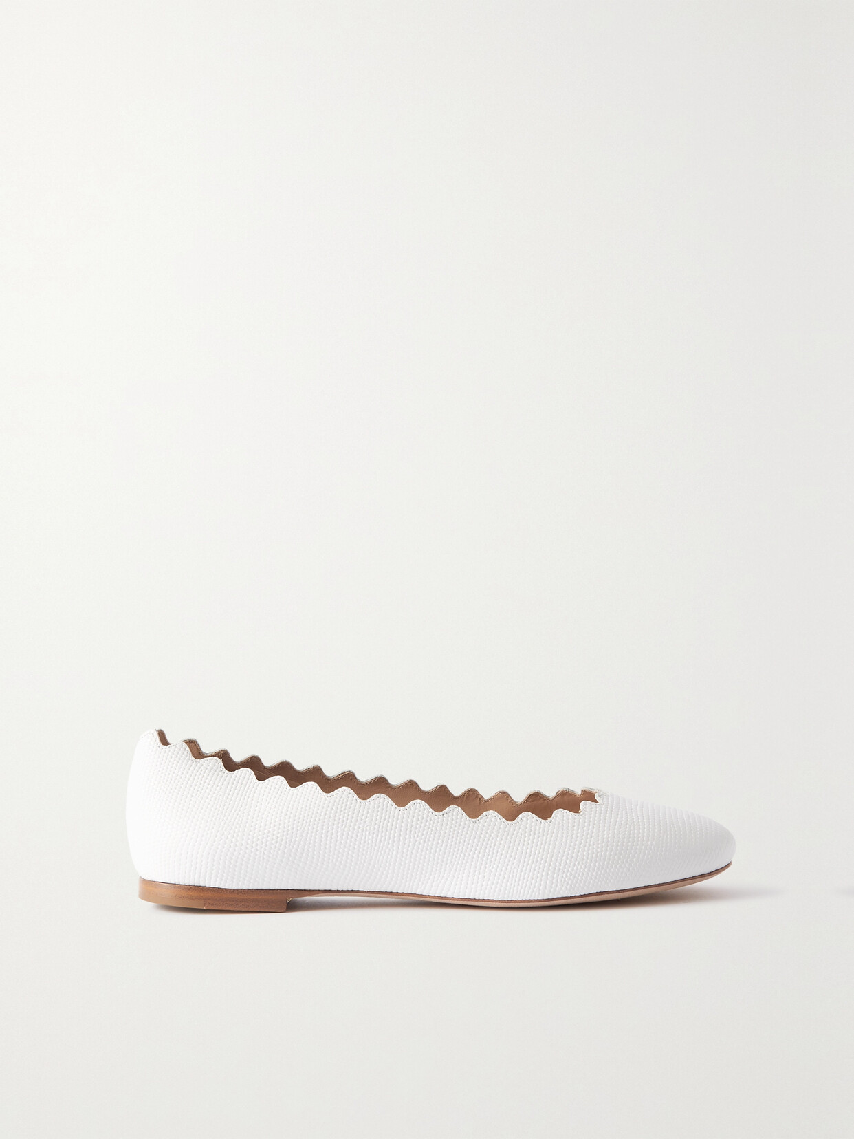 Chloé + Net Sustain Lauren Textured-leather Ballet Flats - White