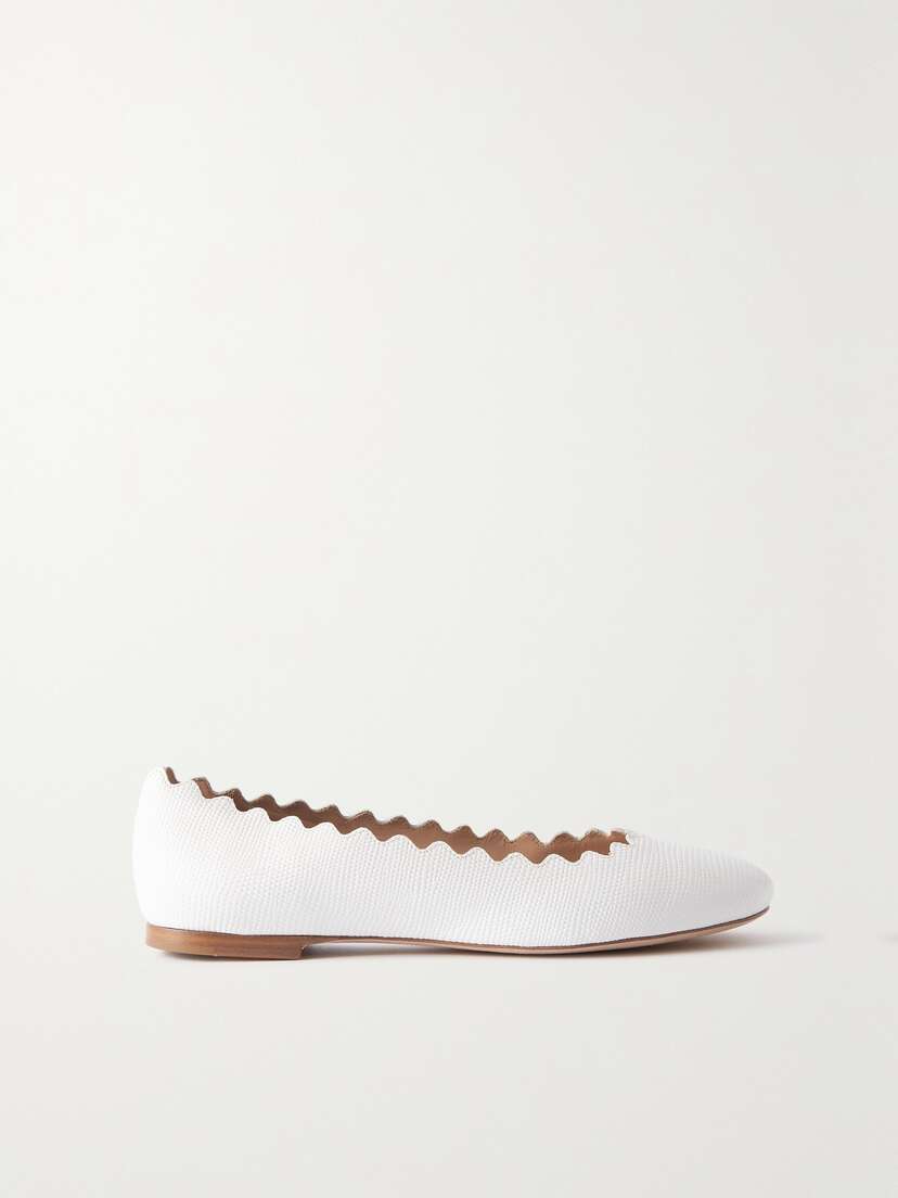 Chloé + Net Sustain Lauren Textured-leather Ballet Flats
