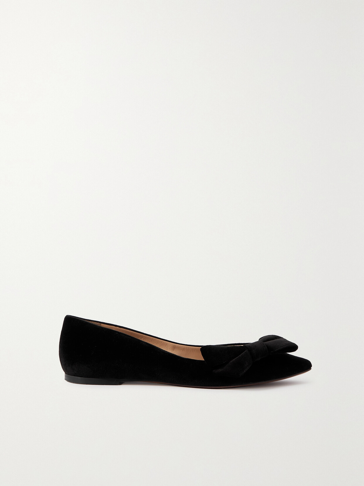 Chloé Thea Bow-detailed Velvet Point-toe Ballet Flats - Black