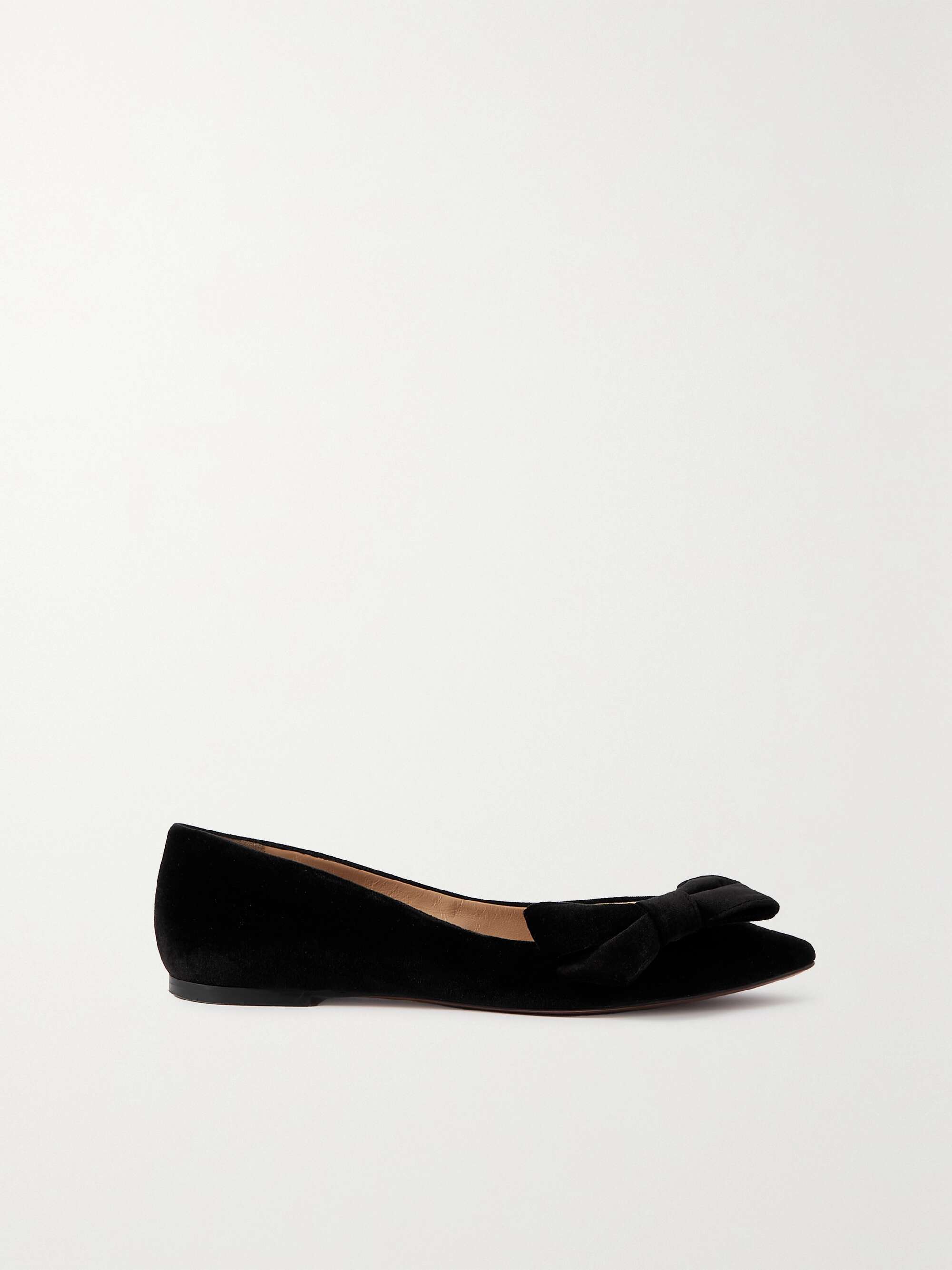 CHLOÉ Thea bow-detailed velvet point-toe ballet flats | NET-A-PORTER