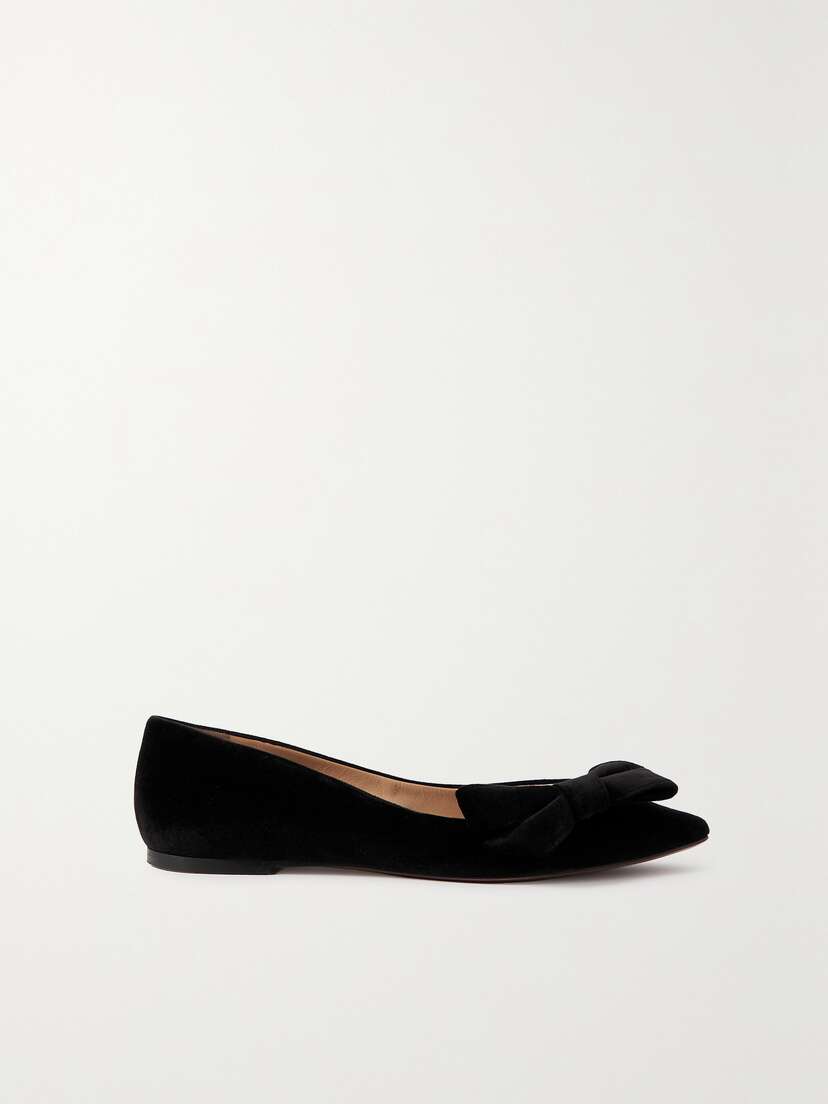 Chloé Thea Bow-detailed Velvet Point-toe Ballet Flats - IT35