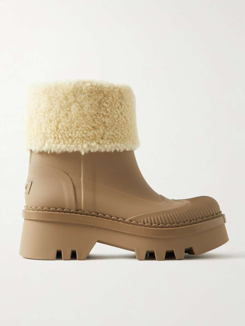 Chloé + Net Sustain Raina Shearling-trimmed Tpu Boots