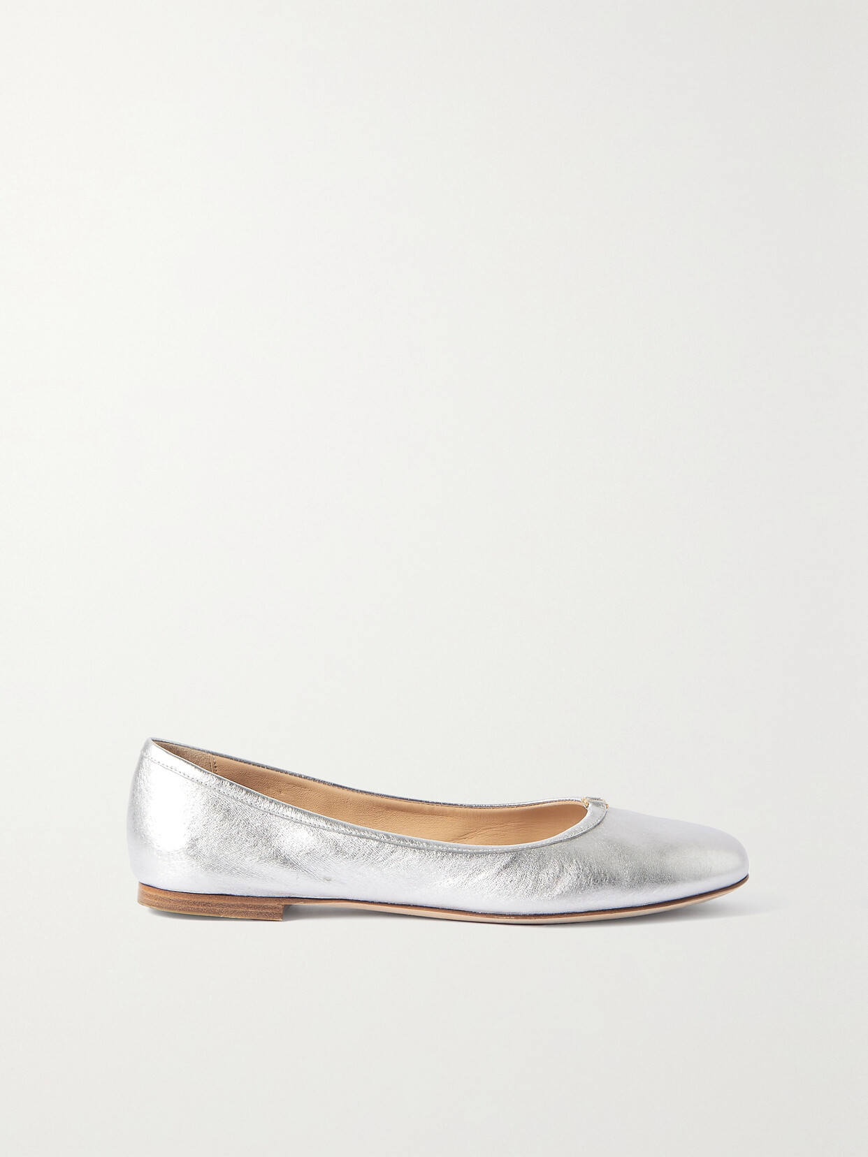 Chloé + Net Sustain Marcie Embellished Metallic Leather Ballet Flats - Silver