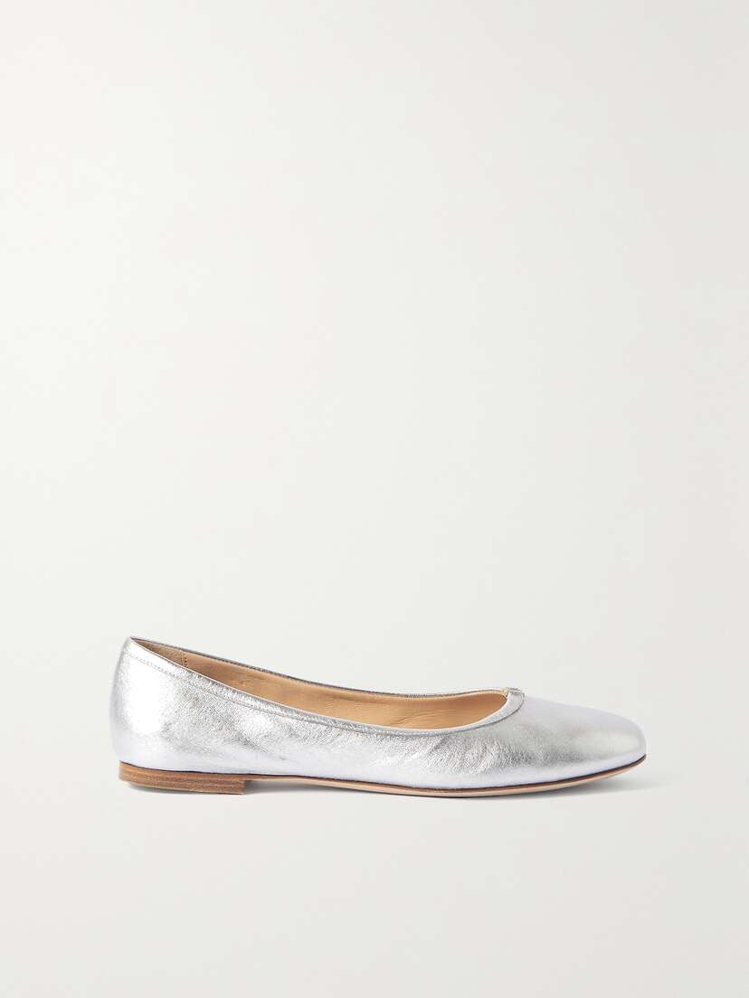 Chloé + Net Sustain Marcie Embellished Metallic Leather Ballet Flats - IT36