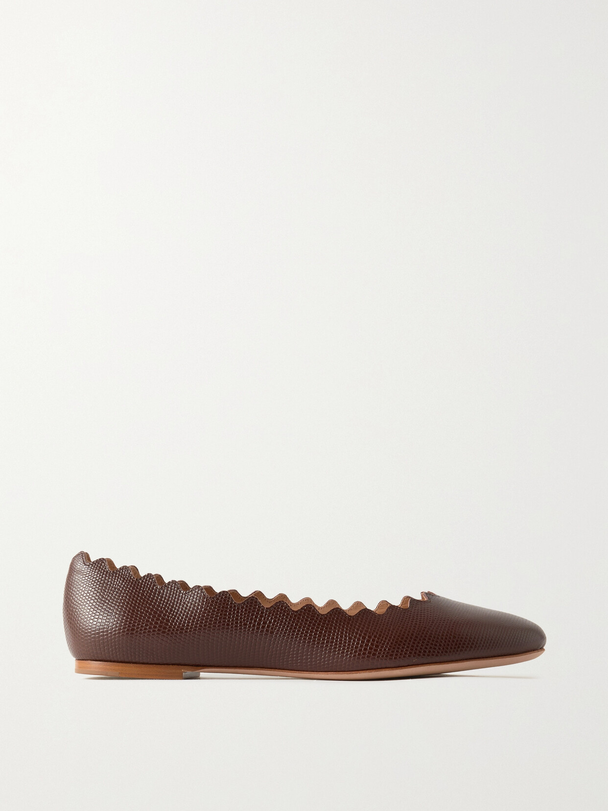 Chloé + Net Sustain Lauren Textured-leather Ballet Flats - Brown
