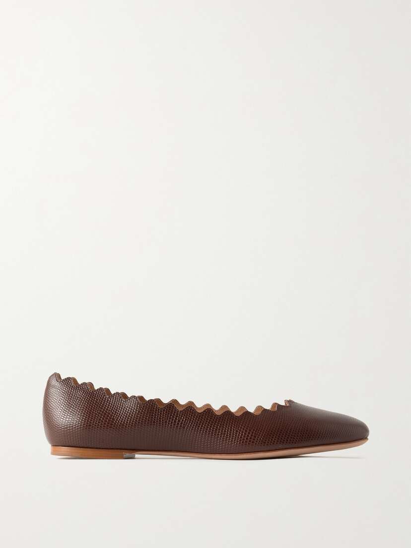 Chloé + Net Sustain Lauren Textured-leather Ballet Flats