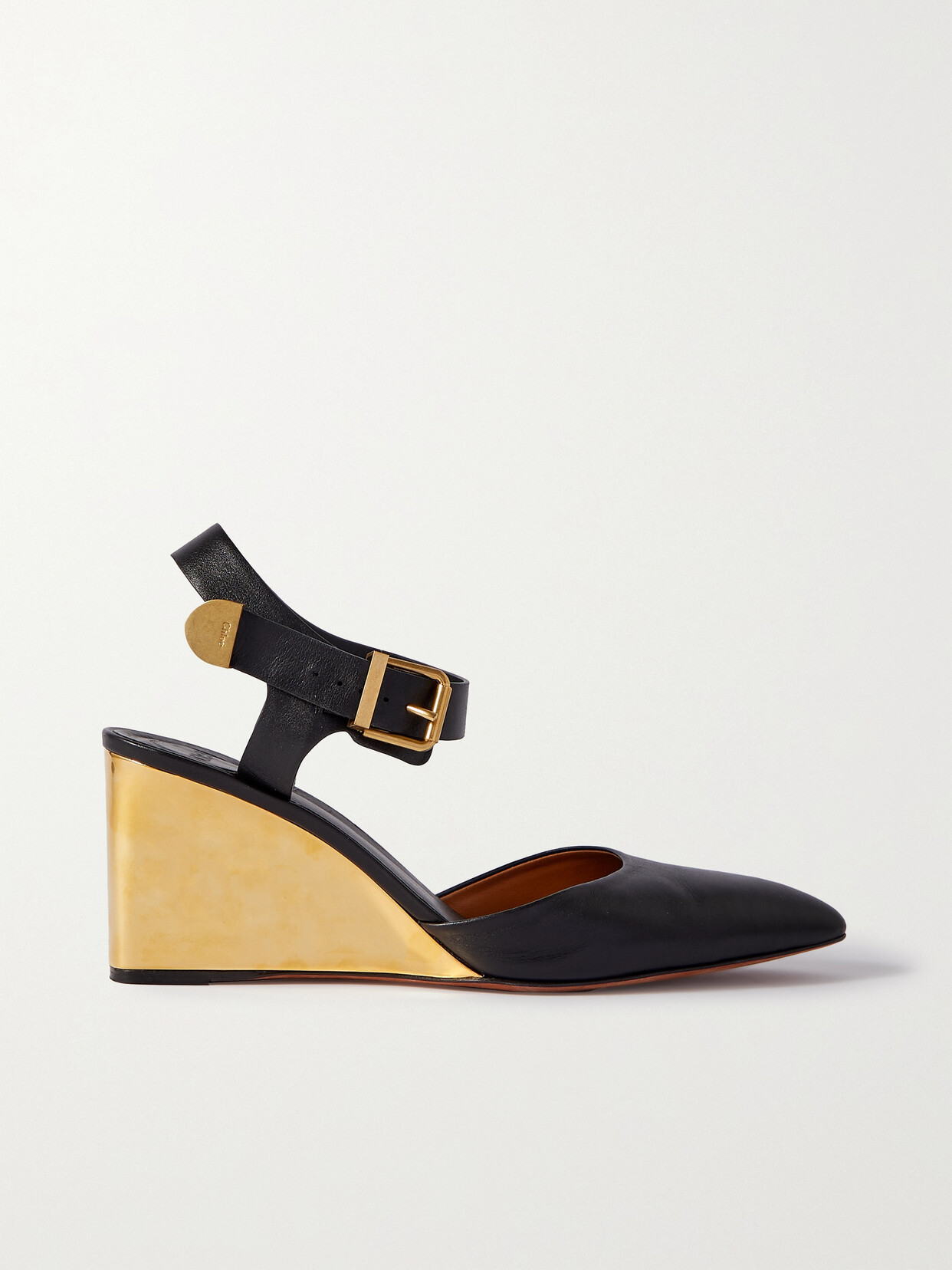 Chloé + Net Sustain Rebecca Leather Wedge Pumps - Black