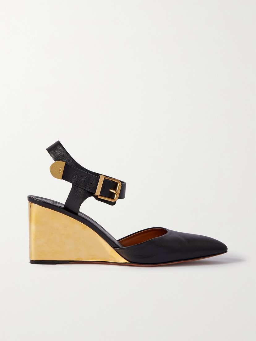 Chloé + Net Sustain Rebecca Leather Wedge Pumps