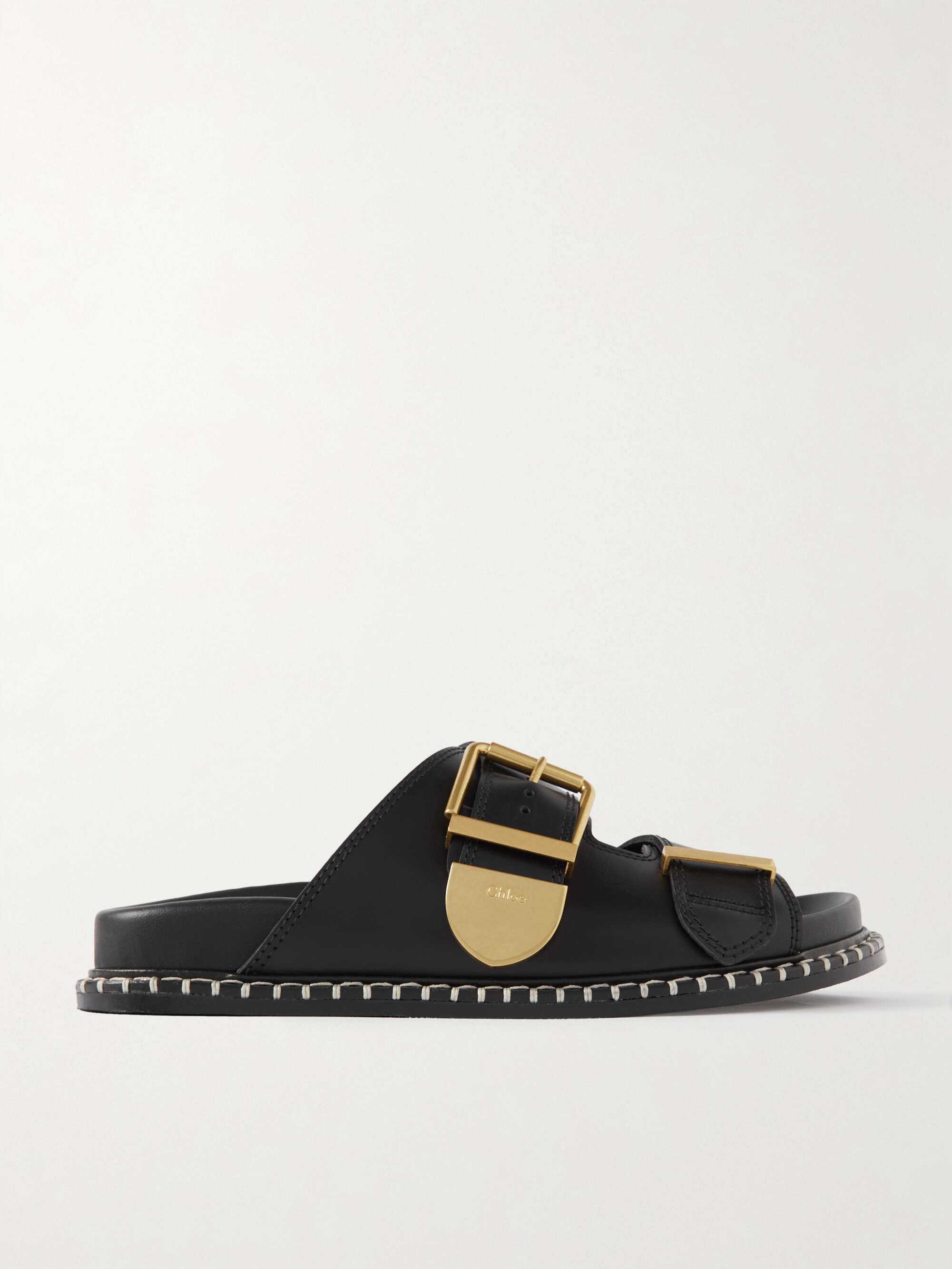 CHLOÉ + NET SUSTAIN Rebecca whipstiched leather slides | NET-A-PORTER