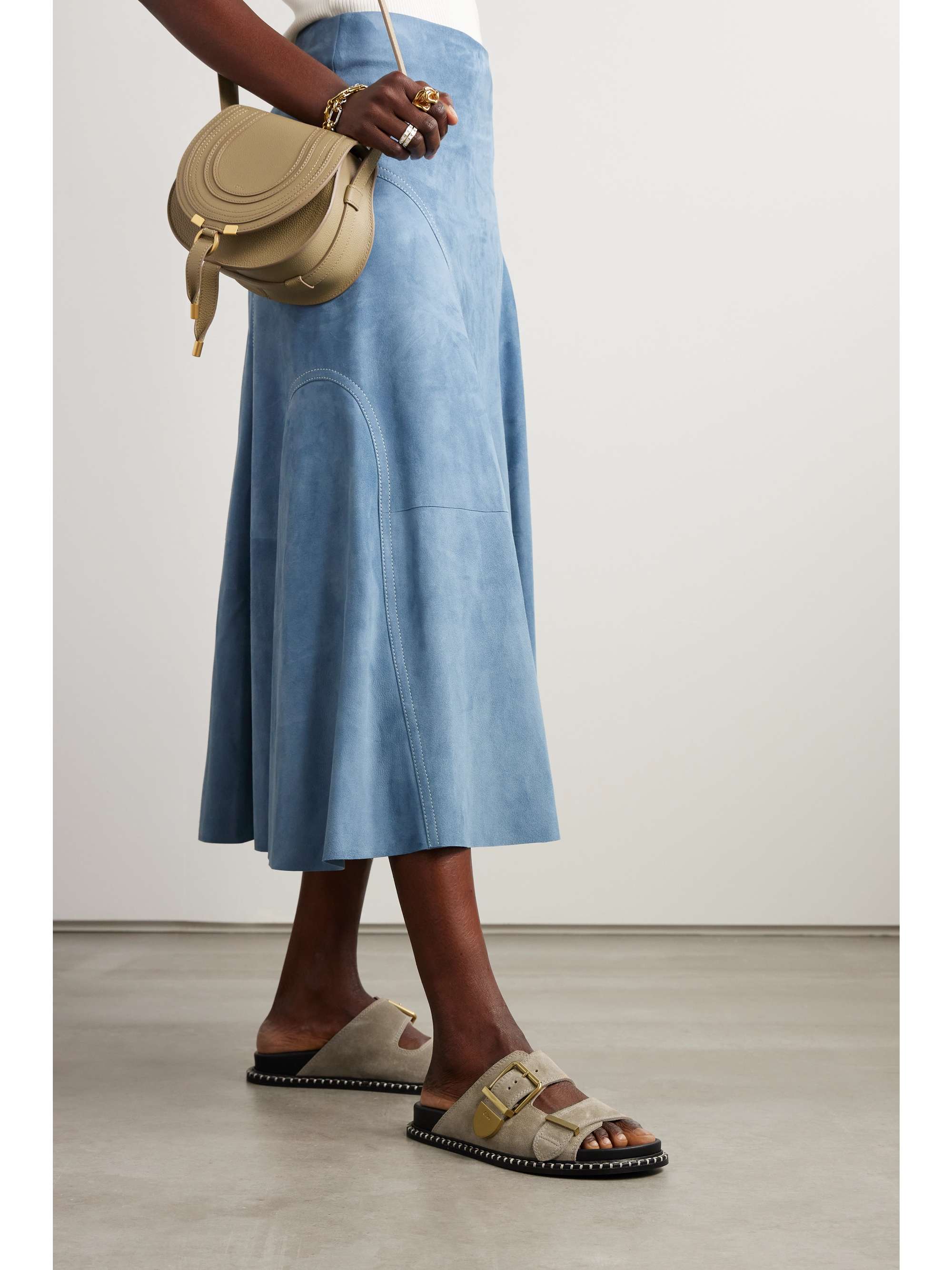 Claquettes en raphia à couture contrastantes - Taupe