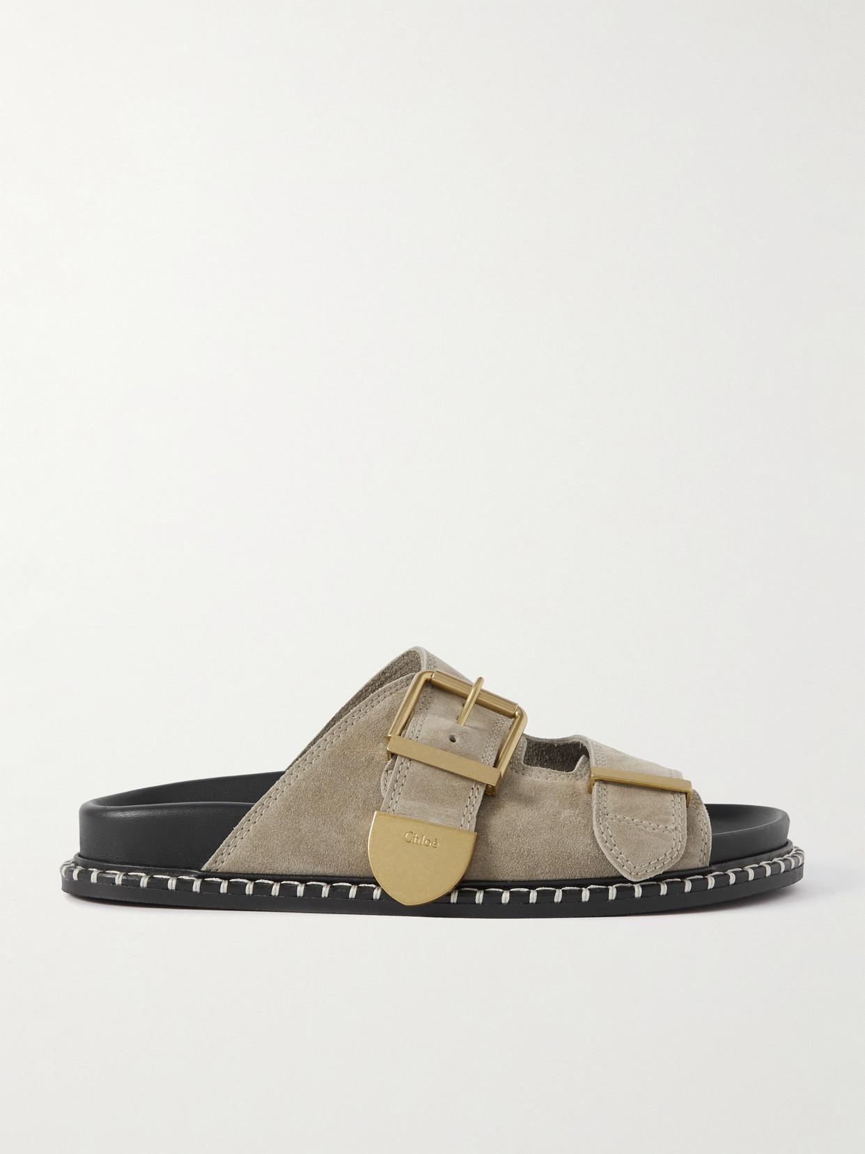 Chloé Chloe Rebecca Suede Sliders In Green
