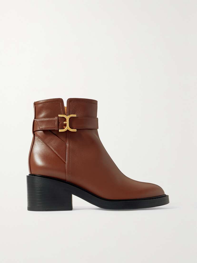 Chloé Marcie Buckled Leather Ankle Boots