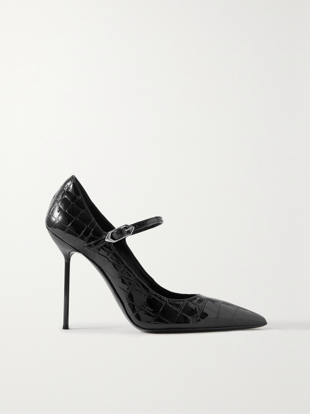 Paris Texas Livia Croc-effect Patent-leather Pumps In Black