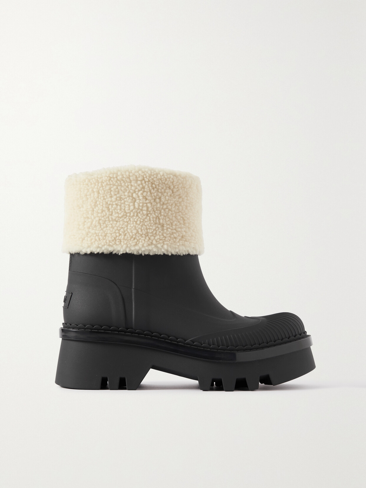 Chloé Raina Black Fur Rain Boots