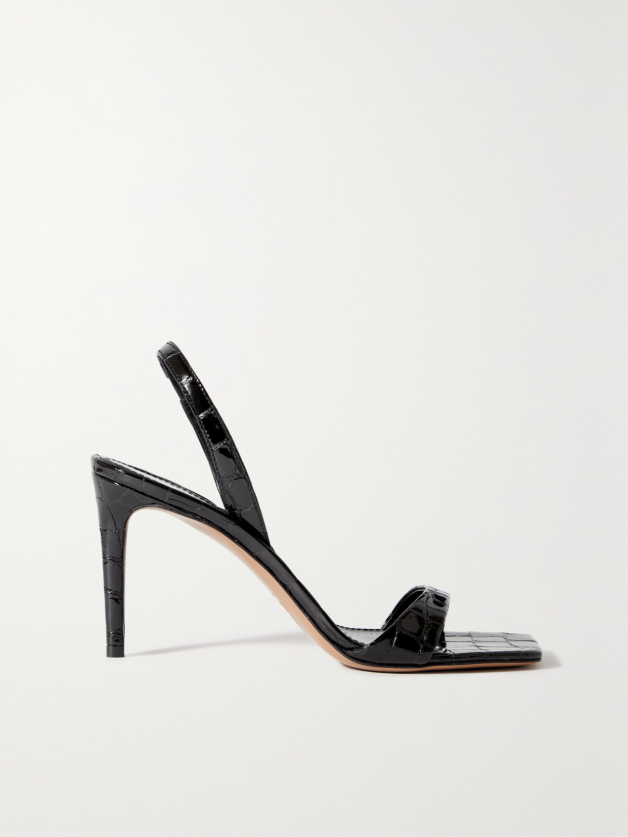 Paris Texas Croc-effect Leather Slingback Sandals In Black