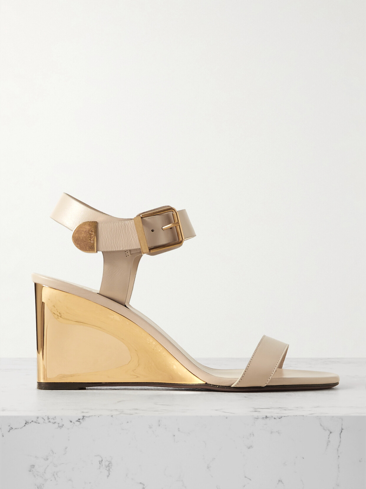 Chloé + Net Sustain Rebecca Leather Sandals - Neutrals