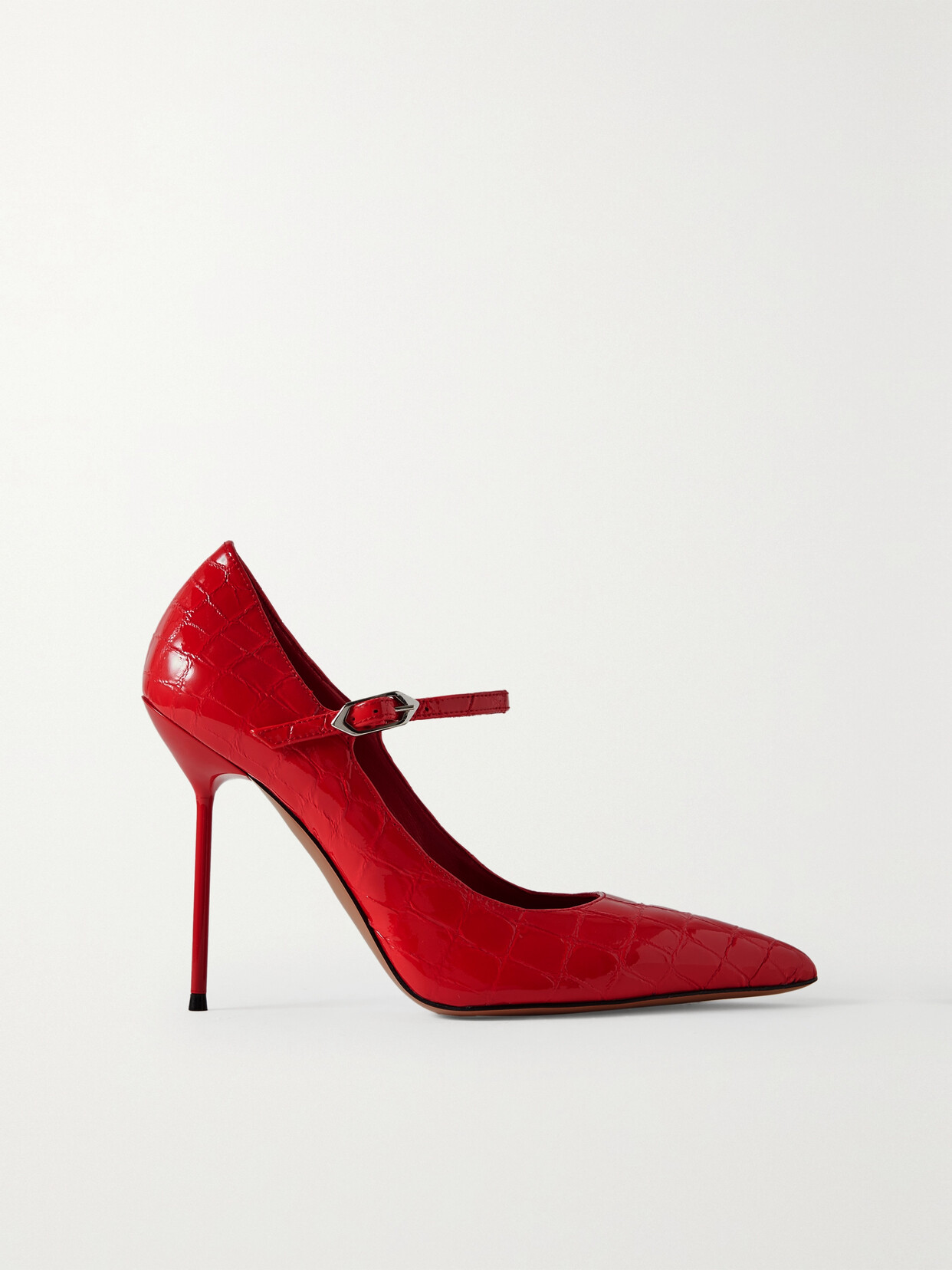 Paris Texas Livia Croc-effect Patent-leather Pumps In Red