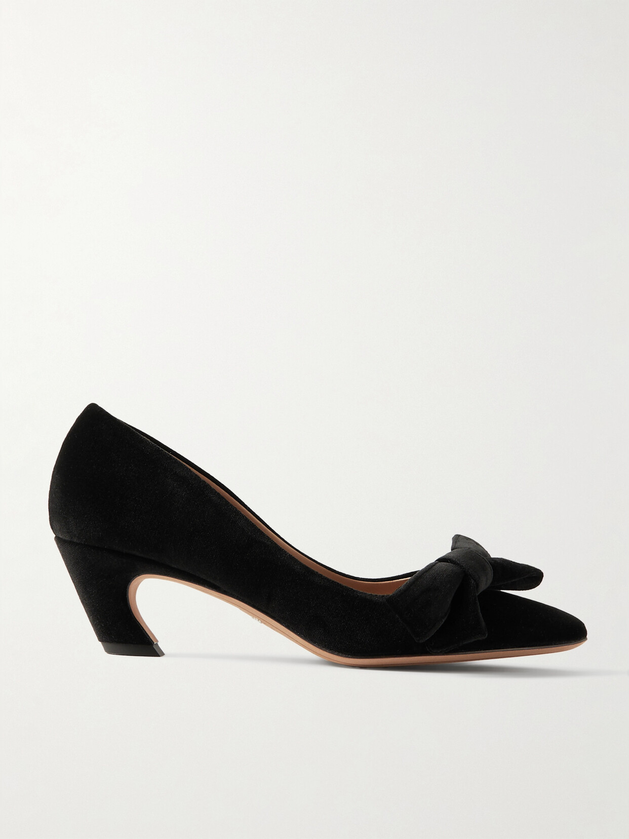 Chloé Oli Bow-detailed Velvet Pumps In Black