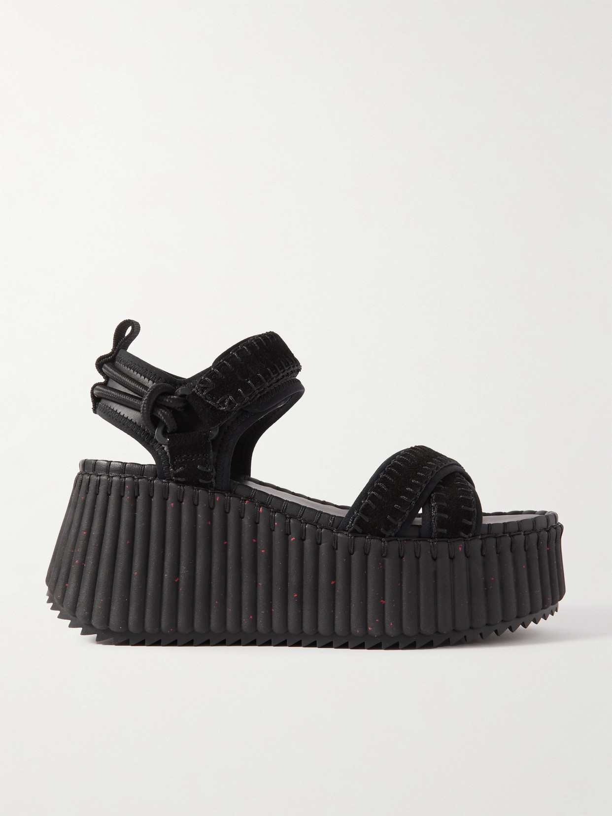 Chloé + Net Sustain Nama Suede And Leather Platform Sandals In Black
