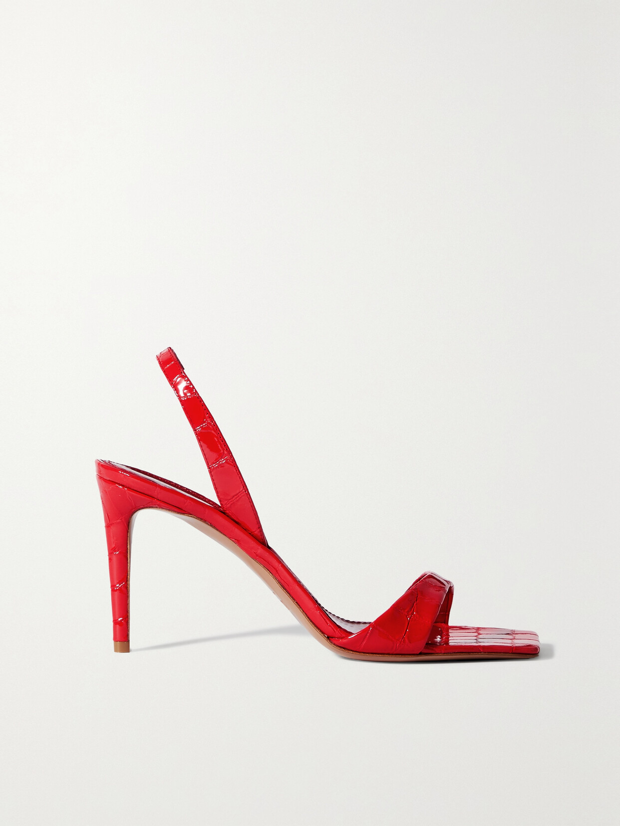 Paris Texas Croc-effect Leather Slingback Sandals In Red