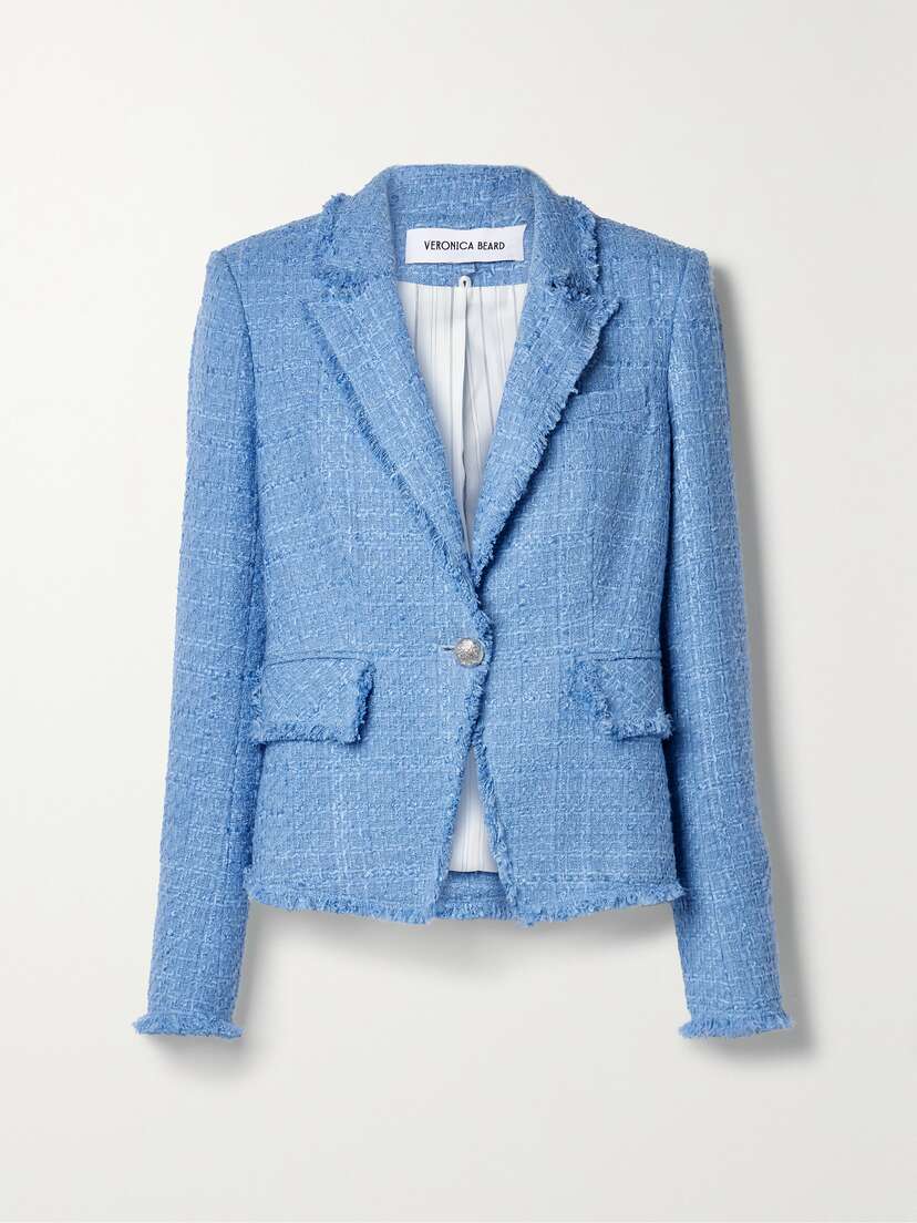 Veronica Beard Hosanna Dickey Frayed Cotton-blend Tweed Blazer
