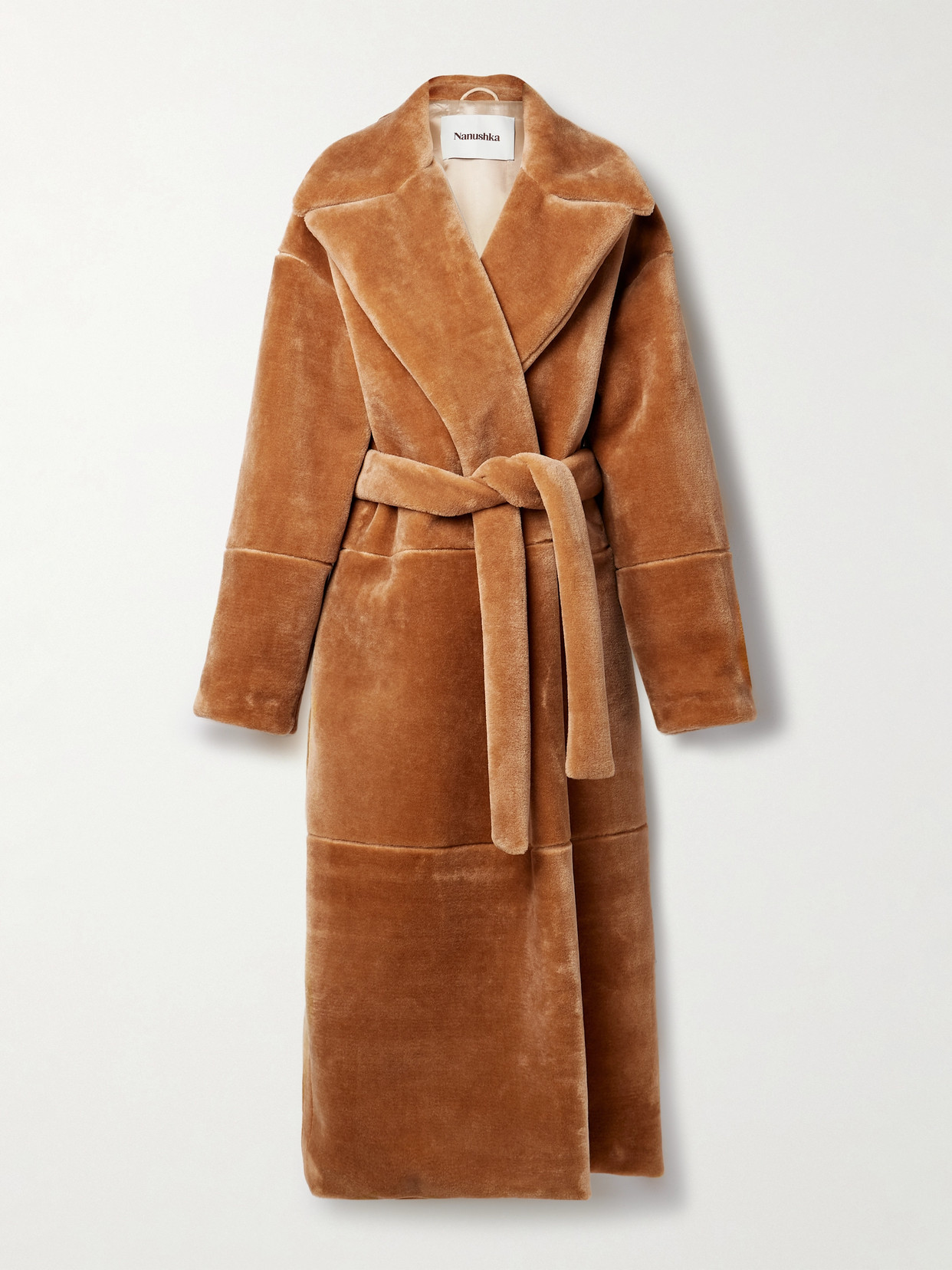 Nanushka Carian Oversized Belted Faux Fur Coat - Brown