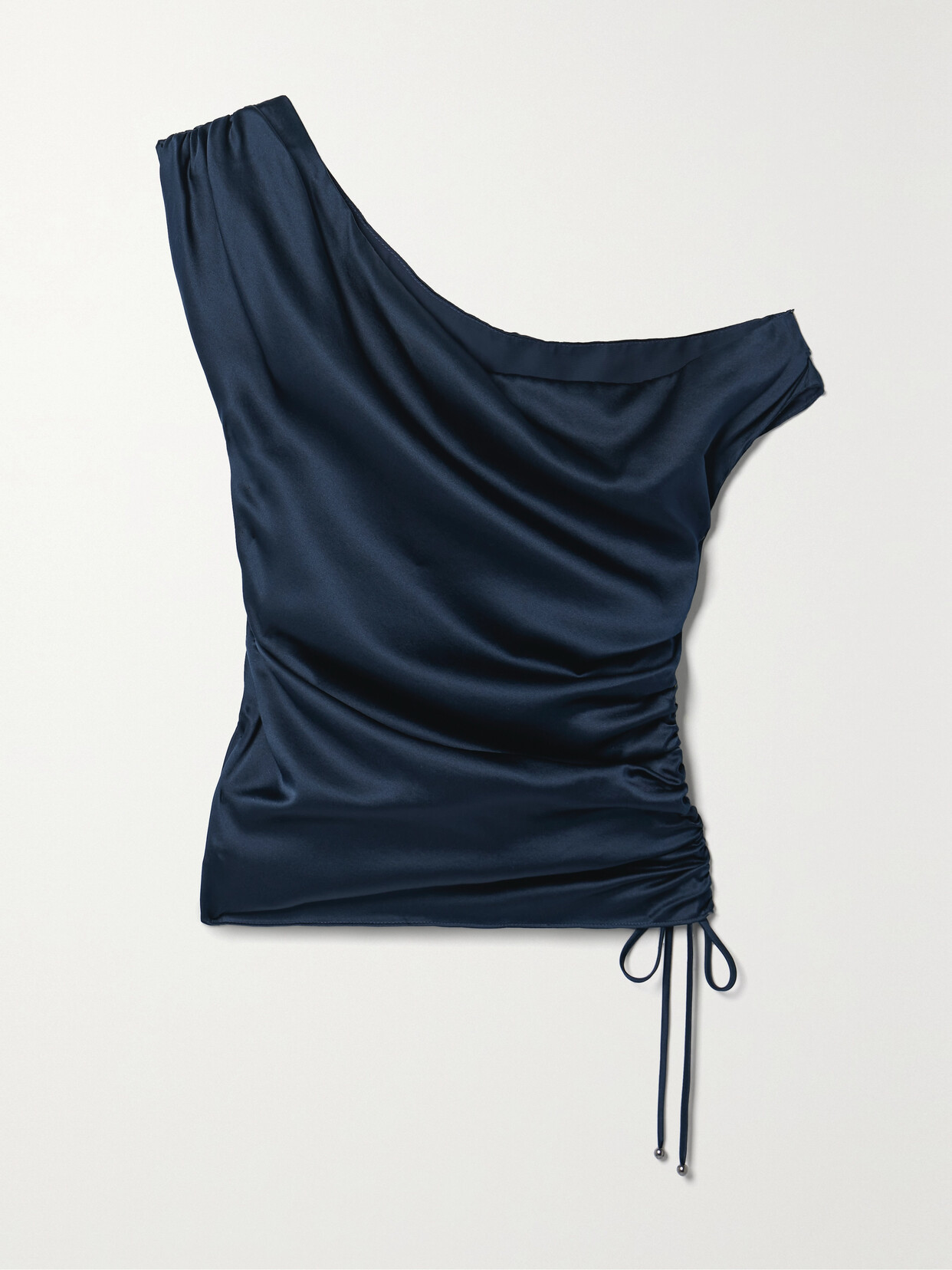 Veronica Beard - Dione One-shoulder Draped Stretch Silk-satin Top - Blue