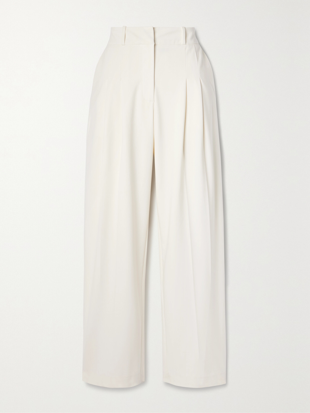 Veronica Beard Lagarde Pleated Crepe Wide-leg Pants In Off-white