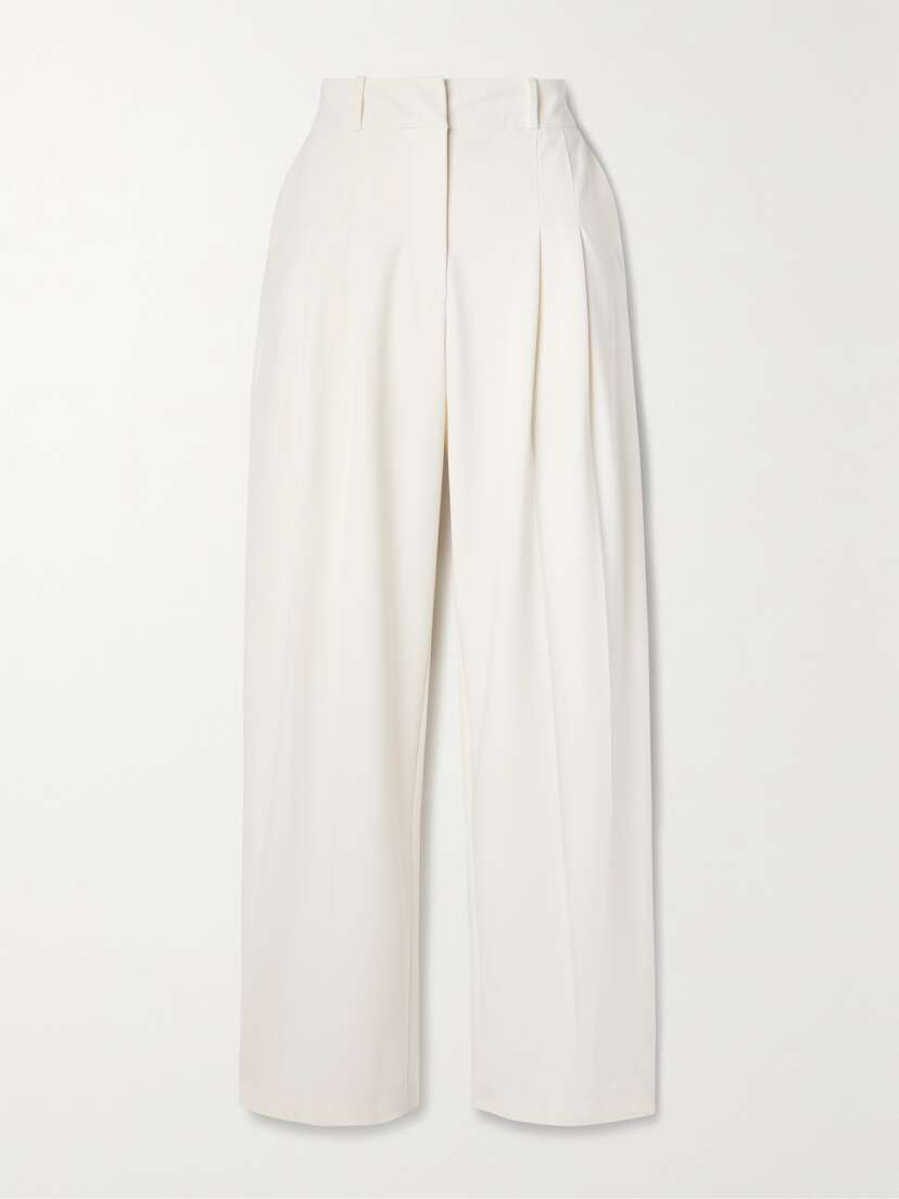 Veronica Beard Lagarde Pleated Crepe Wide-leg Pants