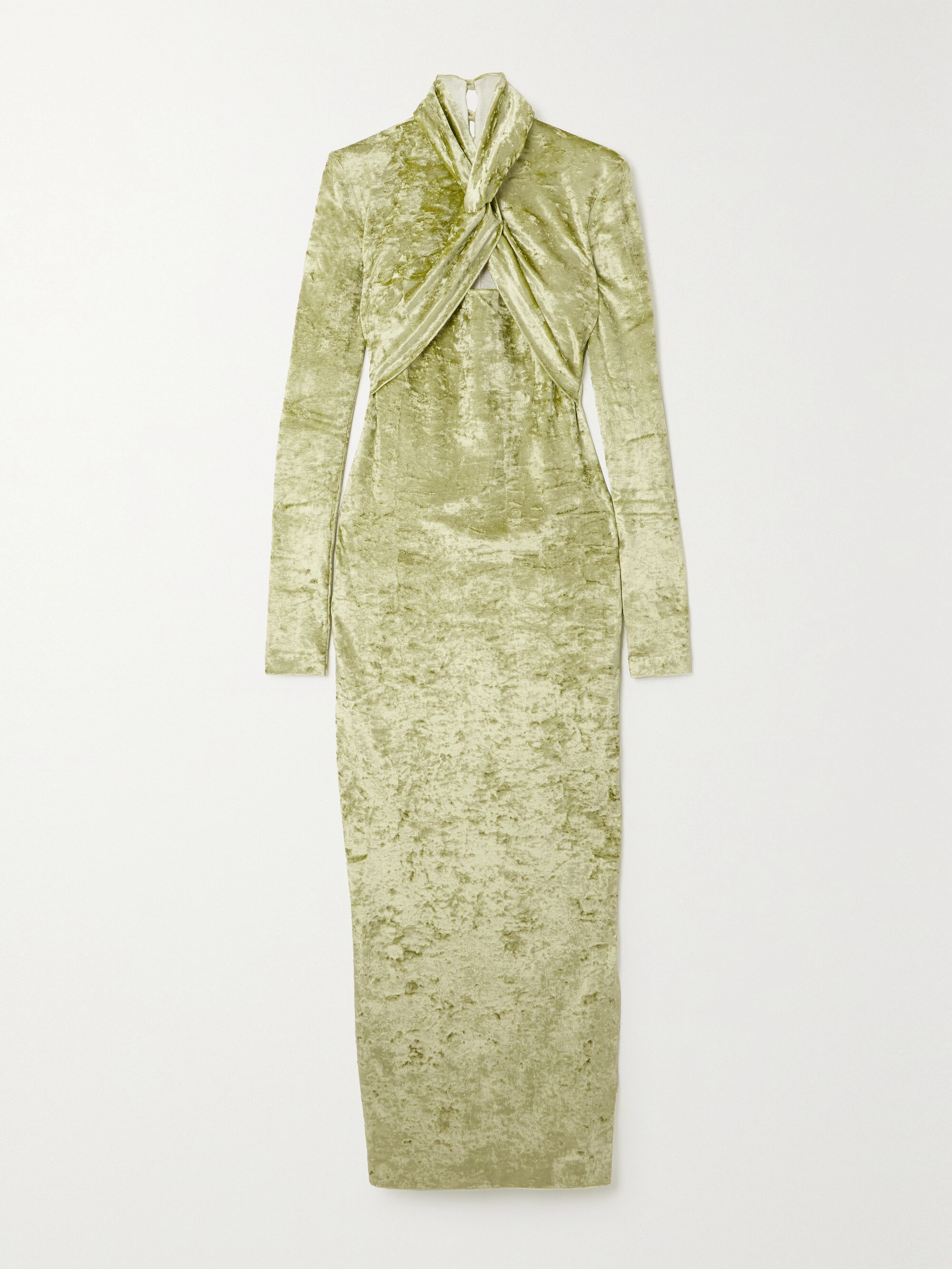 Nanushka Twist-front crushed-velvet midi dress