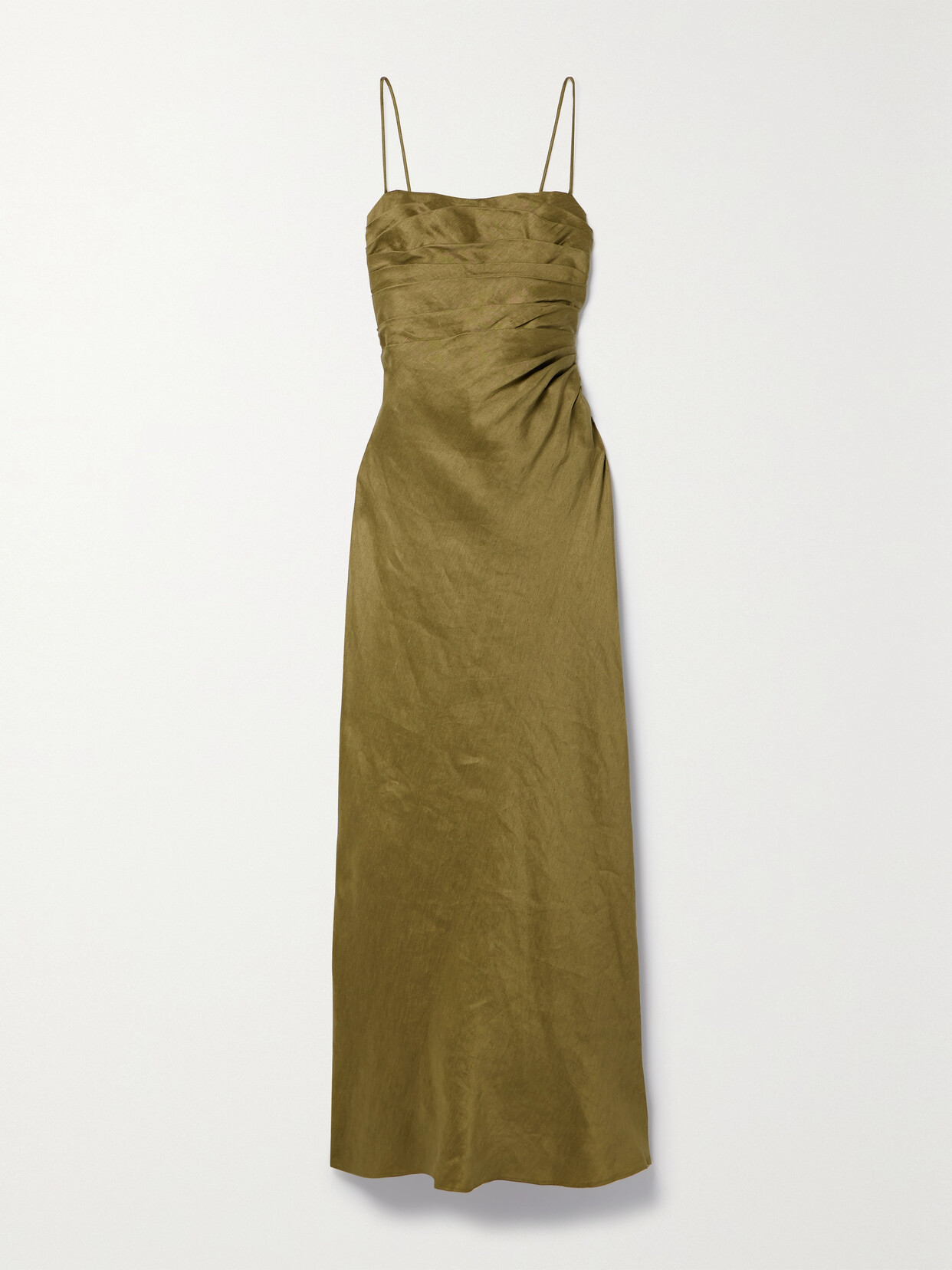 AJE - Clarice Pleated Linen-blend Maxi Dress - Green