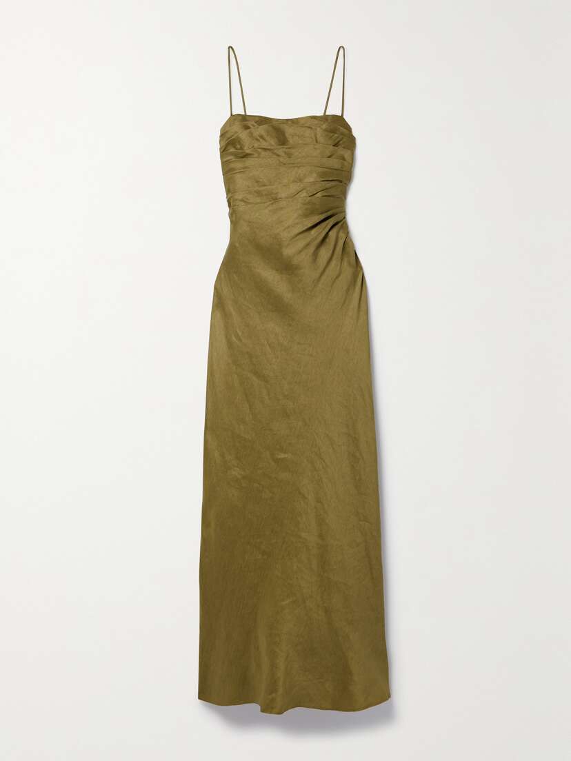 Aje Clarice Pleated Linen-blend Maxi Dress - UK 16