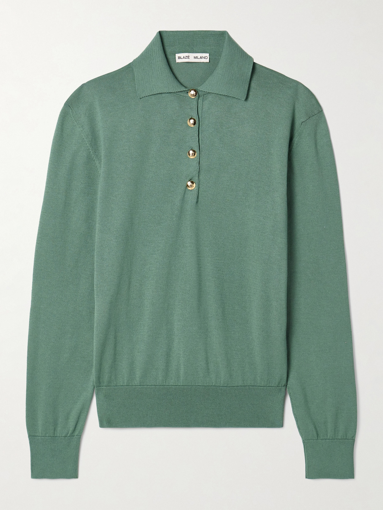 Blazé Milano Alegria Silk And Cotton-blend Sweater In Green