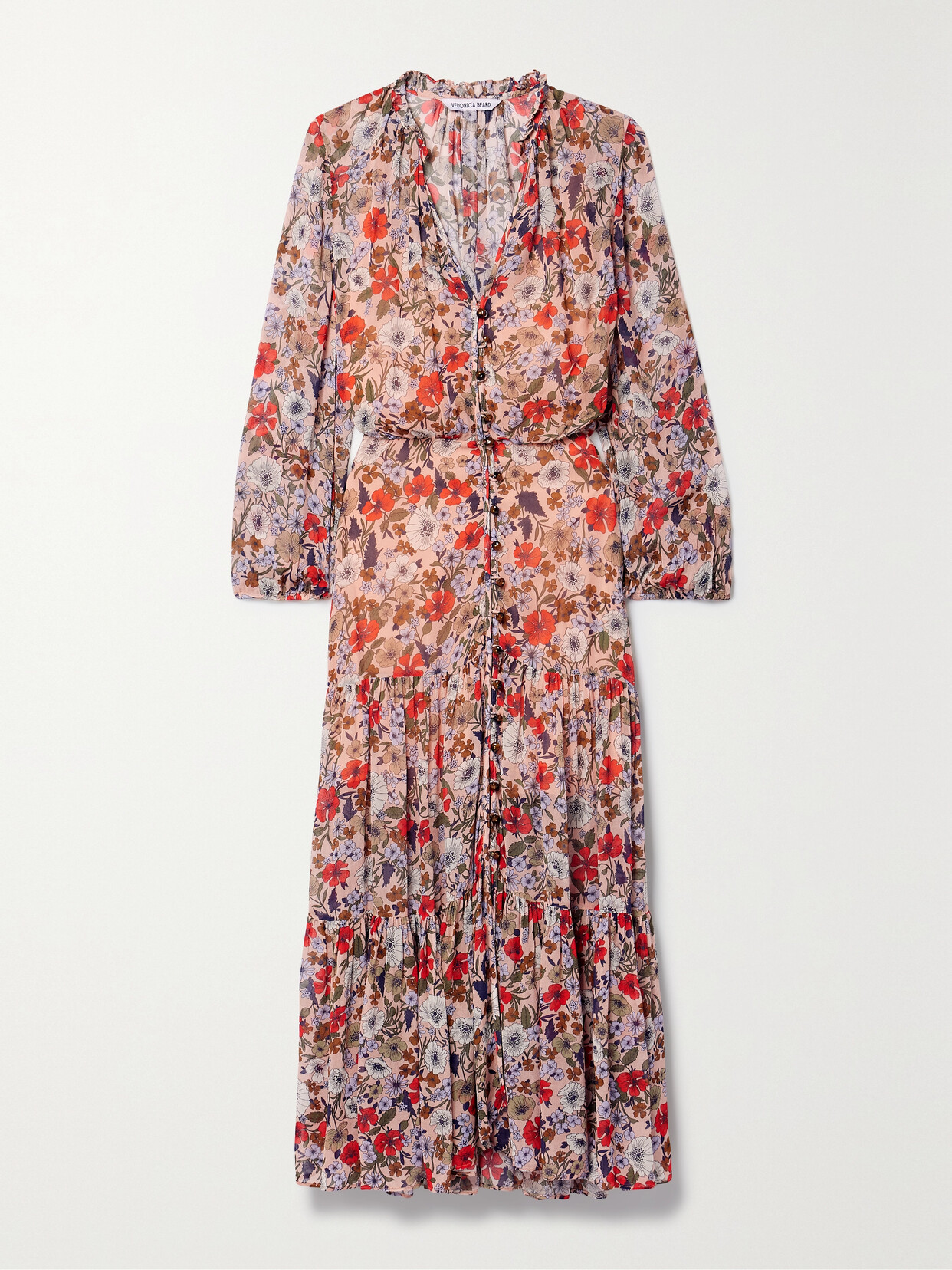 Veronica Beard - Zovich Tiered Floral-print Georgette Midi Dress - Multi