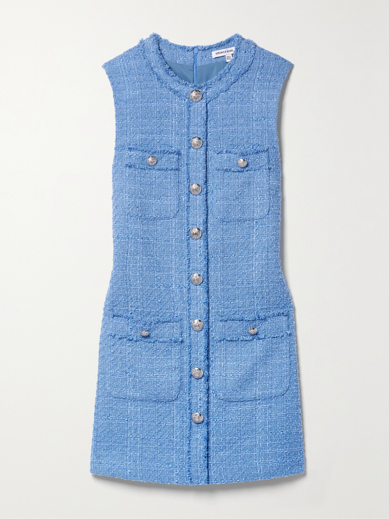 Shop Veronica Beard Laurel Cotton-blend Tweed Mini Dress In Blue