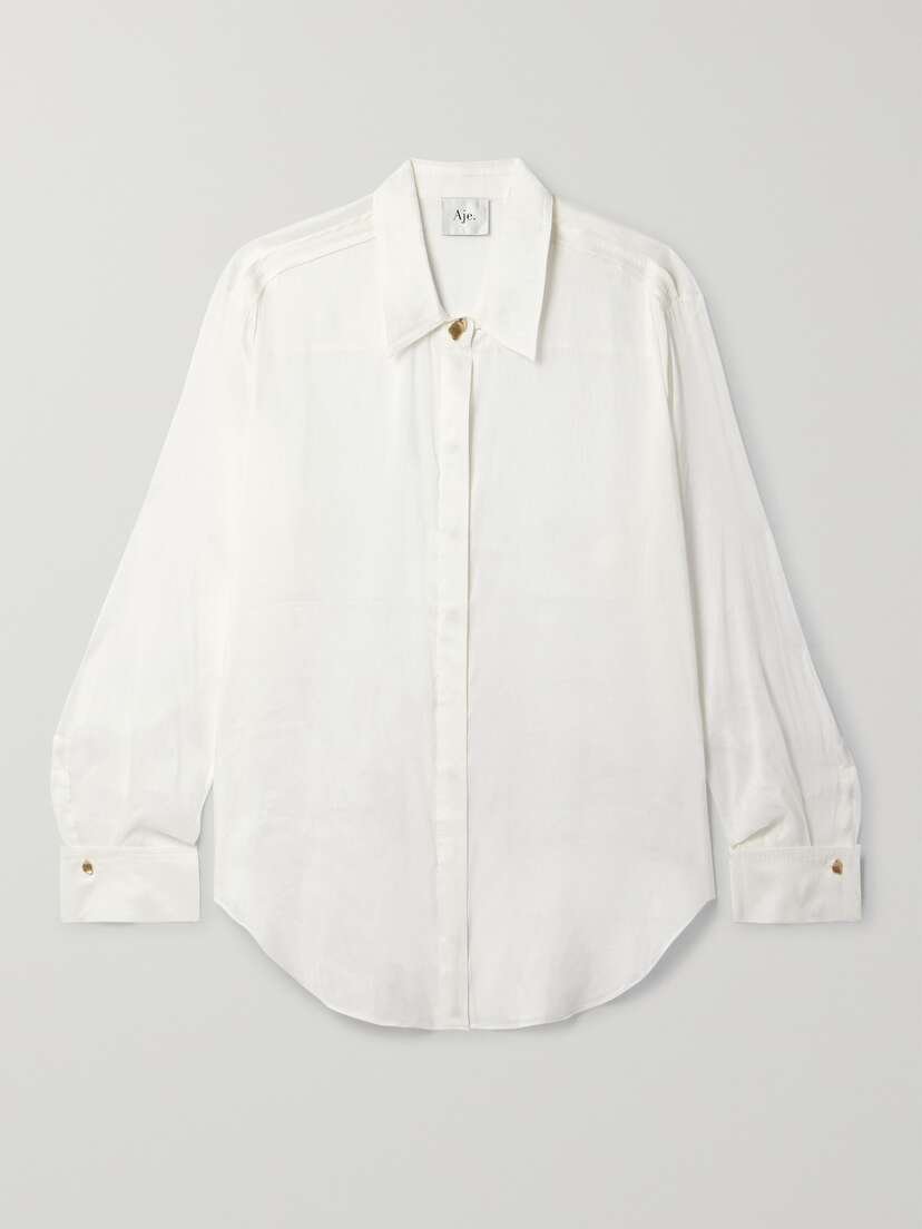 Aje Intuition Oversized Linen And Silk-blend Organza Shirt - UK 16