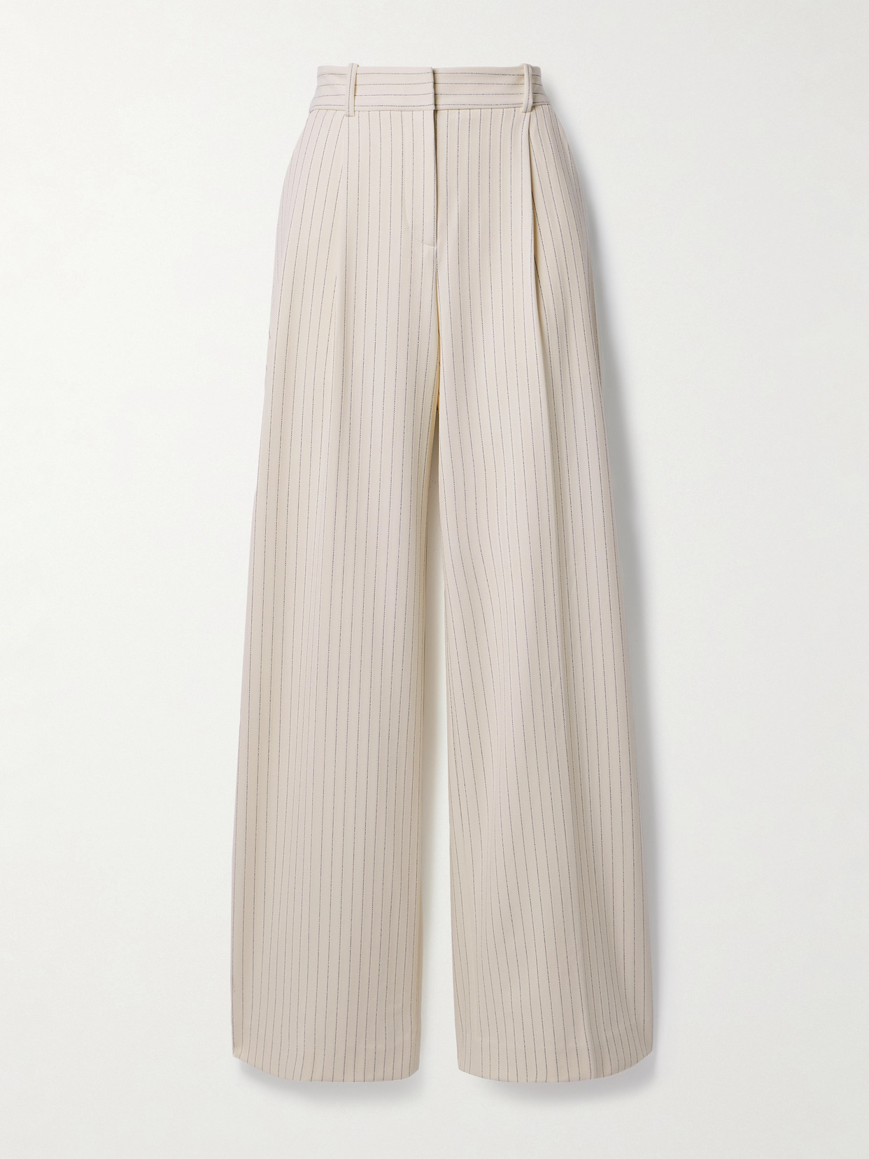 Veronica Beard Heyser Pinstriped Jacquard Wide-leg Pants In Ecru