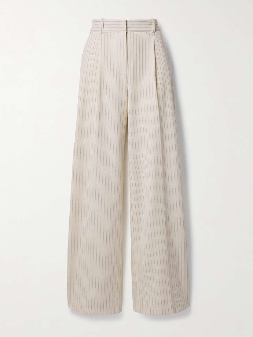 Veronica Beard Heyser Pinstriped Jacquard Wide-leg Pants