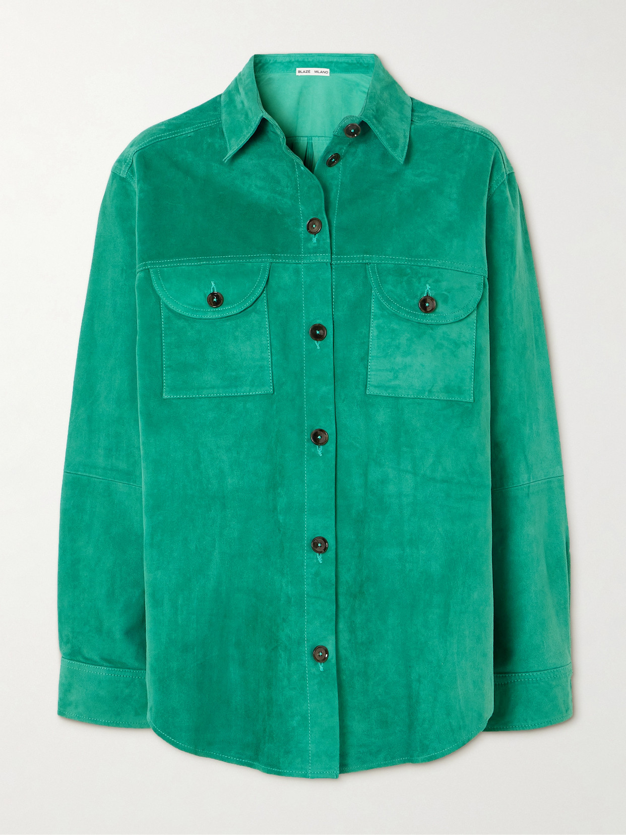 Blazé Milano Berber Suede Shirt In Green