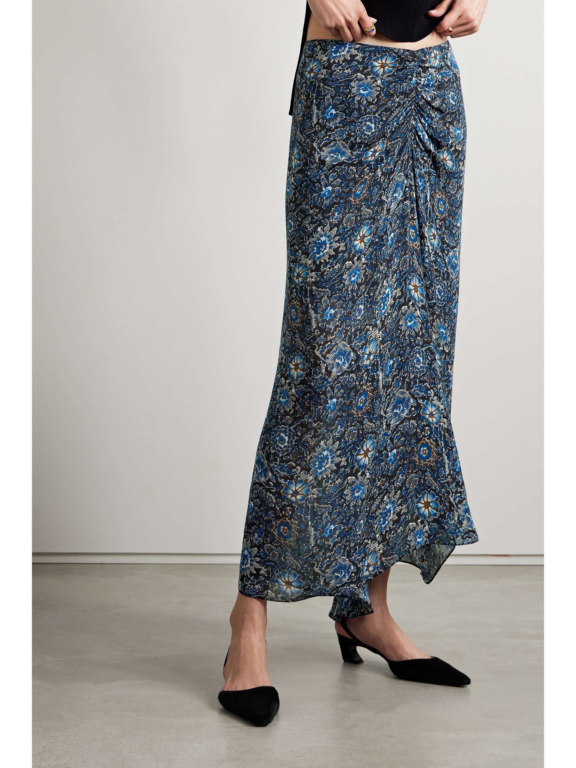 VERONICA BEARD Limani ruched floral-print georgette maxi skirt | NET-A ...