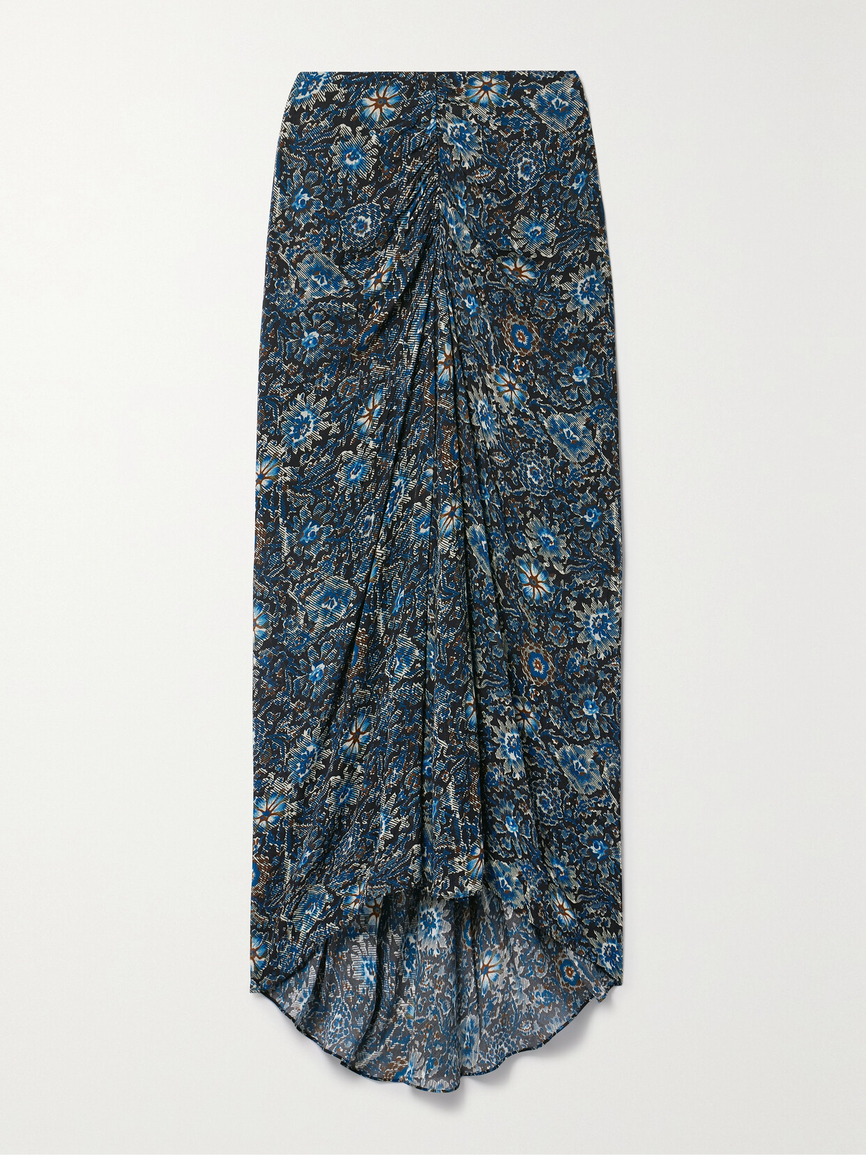 Veronica Beard - Limani Ruched Floral-print Georgette Maxi Skirt - Blue