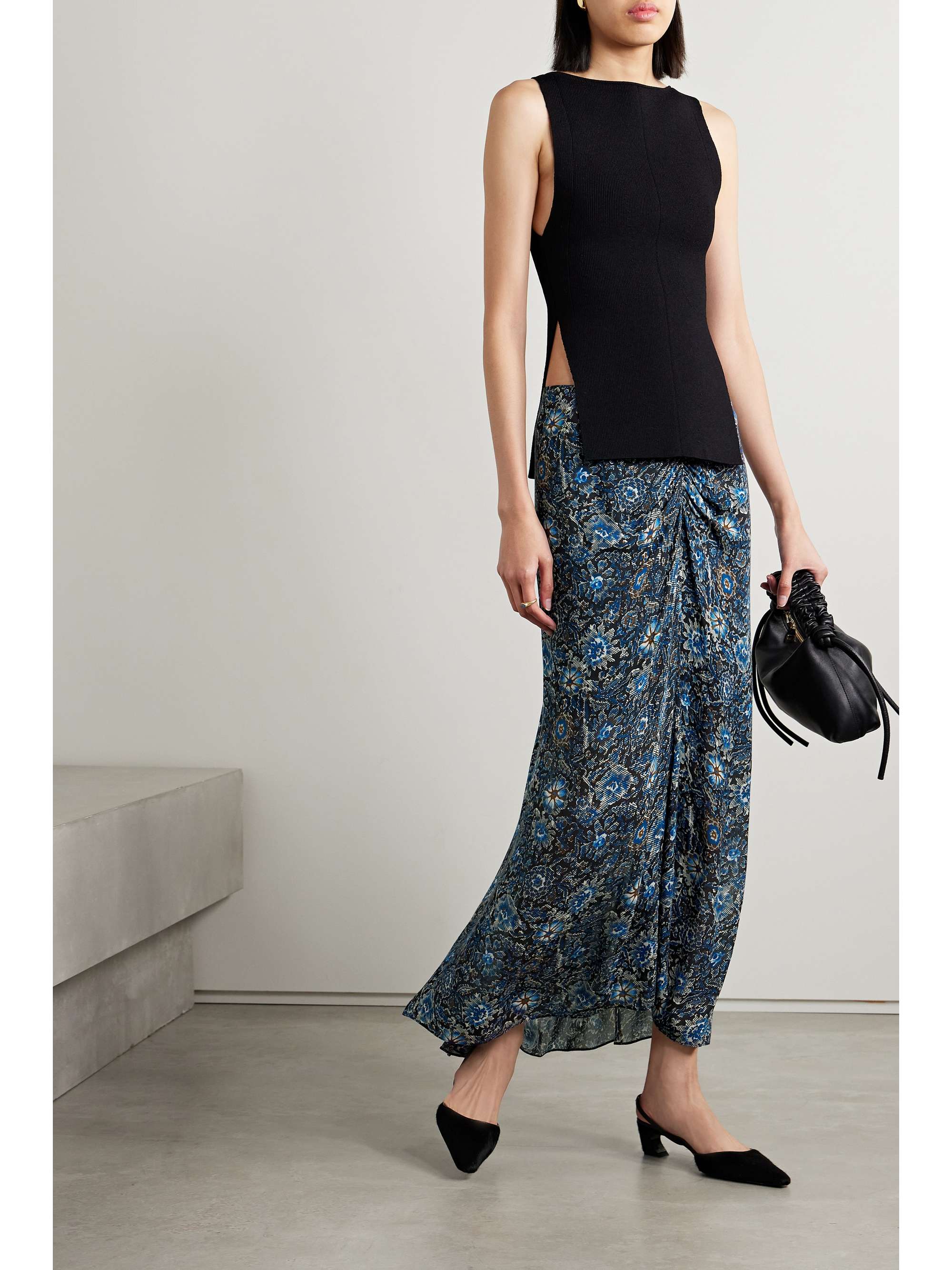 VERONICA BEARD Limani ruched floral-print georgette maxi skirt | NET-A ...